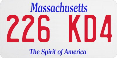 MA license plate 226KD4
