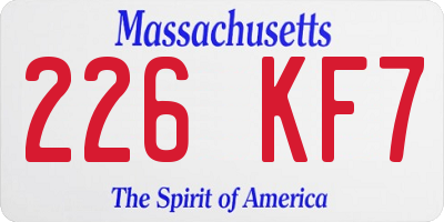 MA license plate 226KF7