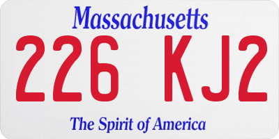 MA license plate 226KJ2