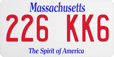 MA license plate 226KK6