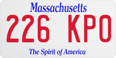 MA license plate 226KP0