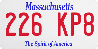MA license plate 226KP8
