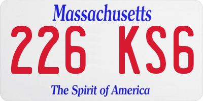 MA license plate 226KS6