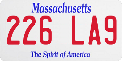 MA license plate 226LA9