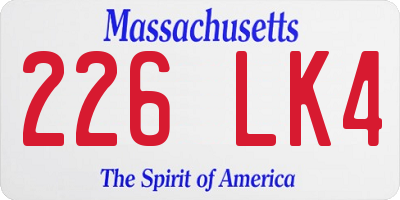 MA license plate 226LK4