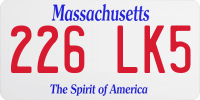 MA license plate 226LK5