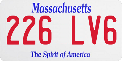 MA license plate 226LV6
