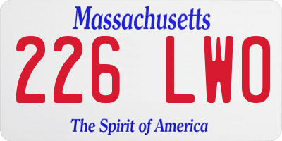 MA license plate 226LW0