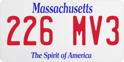 MA license plate 226MV3