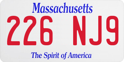 MA license plate 226NJ9