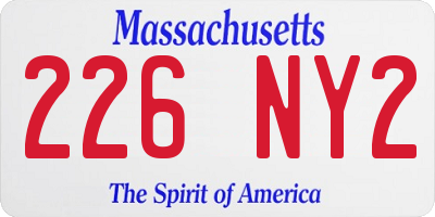 MA license plate 226NY2