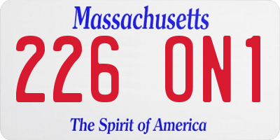 MA license plate 226ON1