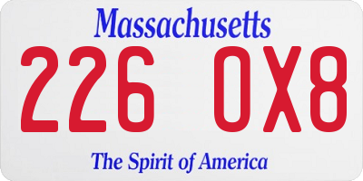 MA license plate 226OX8