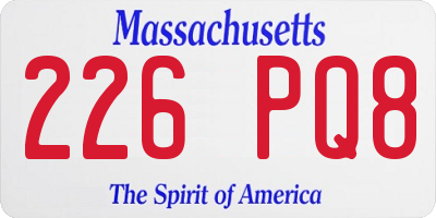 MA license plate 226PQ8