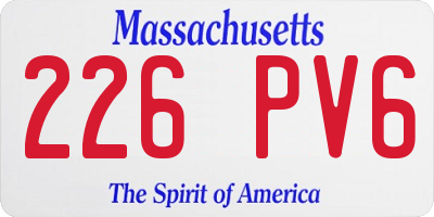 MA license plate 226PV6