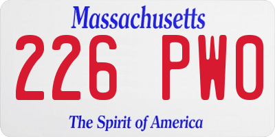 MA license plate 226PW0