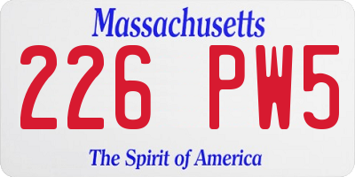 MA license plate 226PW5