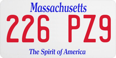 MA license plate 226PZ9