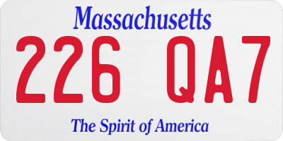 MA license plate 226QA7