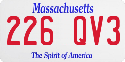 MA license plate 226QV3