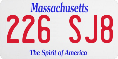 MA license plate 226SJ8