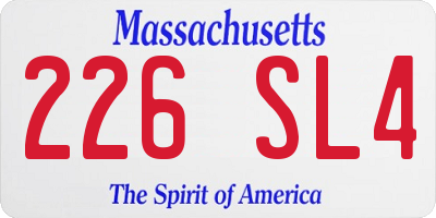 MA license plate 226SL4