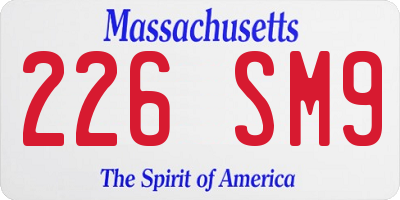 MA license plate 226SM9