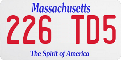 MA license plate 226TD5