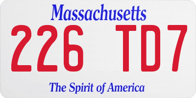 MA license plate 226TD7