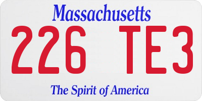 MA license plate 226TE3