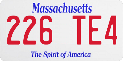 MA license plate 226TE4