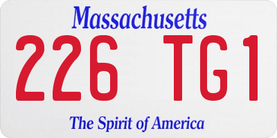 MA license plate 226TG1