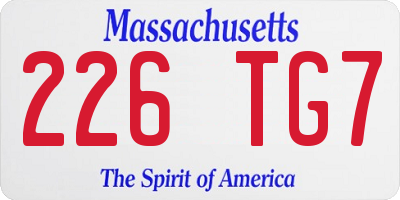 MA license plate 226TG7