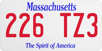 MA license plate 226TZ3