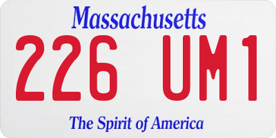MA license plate 226UM1
