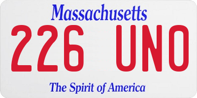 MA license plate 226UN0