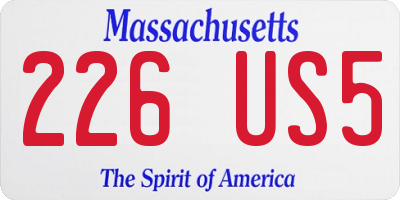 MA license plate 226US5