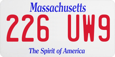 MA license plate 226UW9