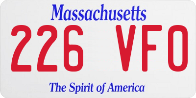 MA license plate 226VF0