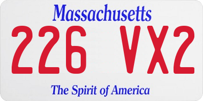 MA license plate 226VX2