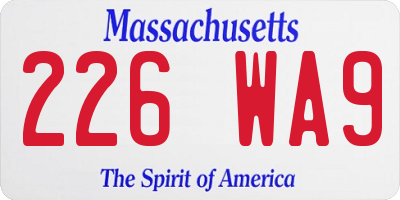MA license plate 226WA9