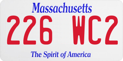 MA license plate 226WC2