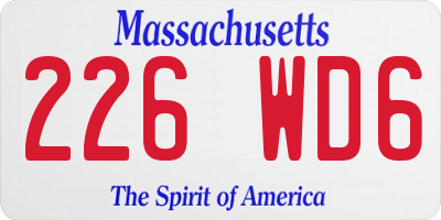 MA license plate 226WD6