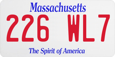 MA license plate 226WL7