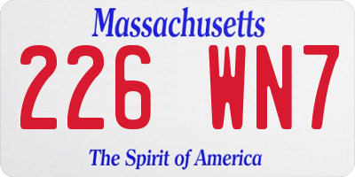 MA license plate 226WN7