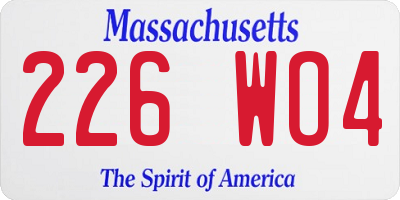 MA license plate 226WO4