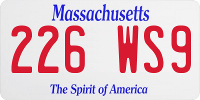 MA license plate 226WS9