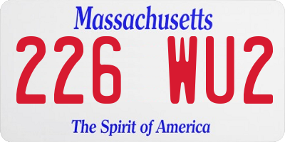 MA license plate 226WU2