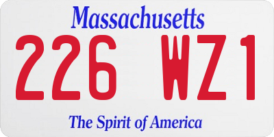 MA license plate 226WZ1