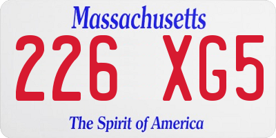 MA license plate 226XG5